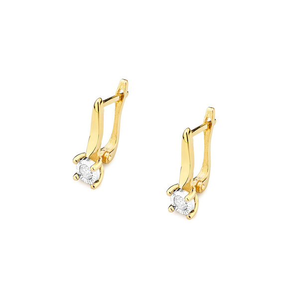 Kolczyki złote próby 0,585 z brylantami 0,08ct