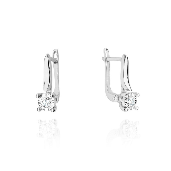 Kolczyki złote próby 0,585 z brylantami 0,08ct