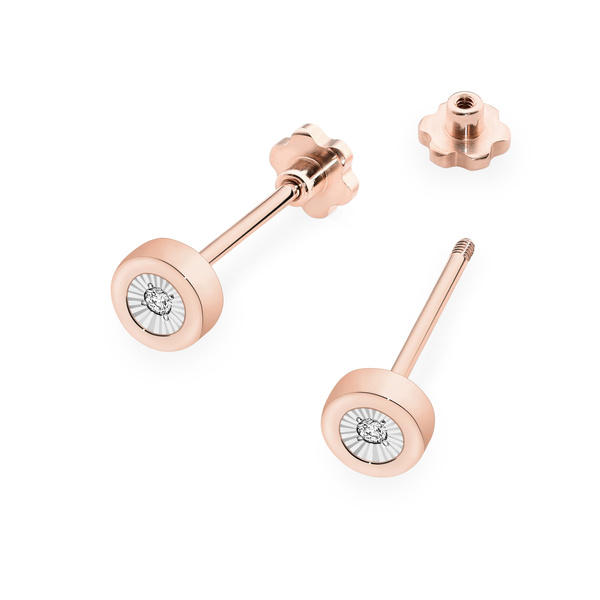 Kolczyki złote próby 0,585 k 0071 z brylantami 2x0,145ct sztyft zakręcany