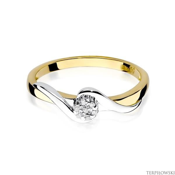 Pierścionek w żółtym złocie próby 585 model T-22 Brylanty 0,08