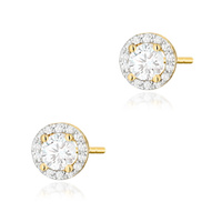 Kolczyki złote T-509 próby 0,585 z brylantami i białymi szafirami 2x0,60ct