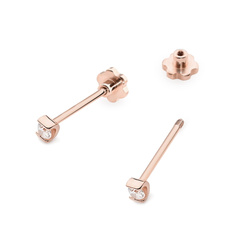 Kolczyki złote próby 0,585 k 0055 z brylantami 0,04ct sztyft zakręcany