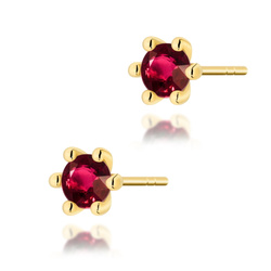 Kolczyki złote 585 T - 0222 Rubin 2 x 0,30ct