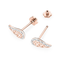 Kolczyki złote próby 0,585 k 0043 z brylantami 0,06ct sztyft zakręcany