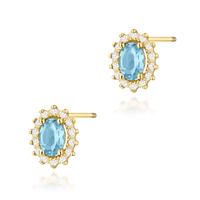 Kolczyki złote próby 0,585 T-0514 z brylantami i topazami 0,50 ct