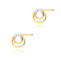 Kolczyki złote próby 0,585 k 0078 z brylantami 0,03ct sztyft zakręcany