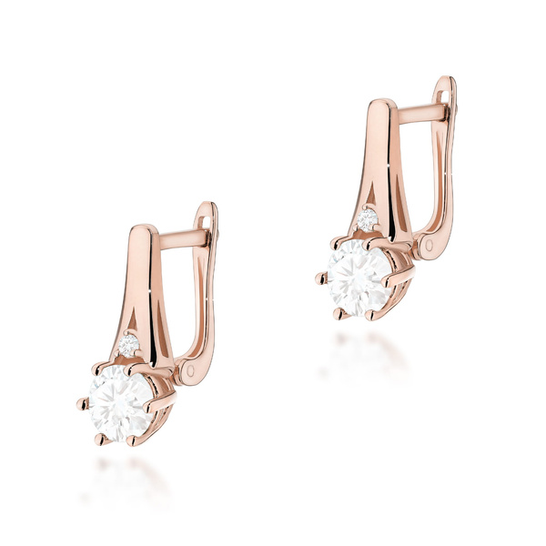 Kolczyki złote T-0572 próby 0,585 z brylantami i białymi szafirami 2x0,60ct