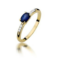Pierścionek w żółtym złocie próby 585 model T-77 szafir 0,70ct i brylanty 0,03