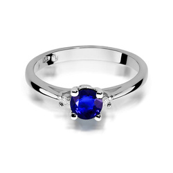 Pierścionek w białym złocie próby 585 model T-17 szafir 0,50ct i brylanty 0,06