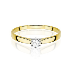 Pierścionek z żółtego złota Diament Laboratoryjny  T-0222 0,20CT