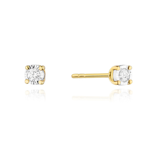 Kolczyki złote próby 0,585 z brylantami 0,08ct