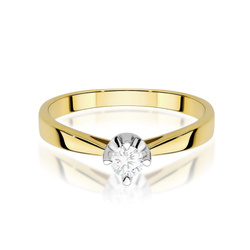 Pierścionek z żółtego złota Diament Laboratoryjny  T-0293  0,20CT