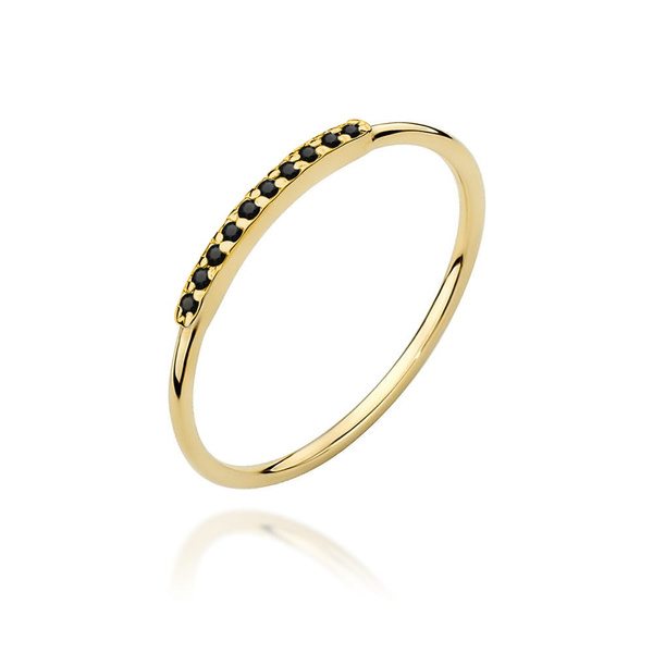 Pierścionek w żółtym złocie próby 585 model T-509 Czarne Brylanty 0,05ct