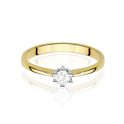 Pierścionek z żółtego złota Diament Laboratoryjny  T-0256 0,15 CT