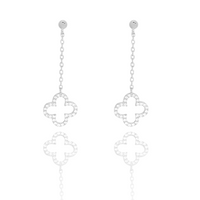 Kolczyki srebrne 925 z cyrkoniami wiszące Koniczyny