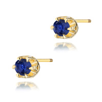 Kolczyki złote T-0032 próby 0,585 szafirami 2x0,15ct