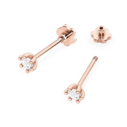 Kolczyki złote próby 0,585 k 0222 z brylantami  2x0,08ct sztyft zakręcany