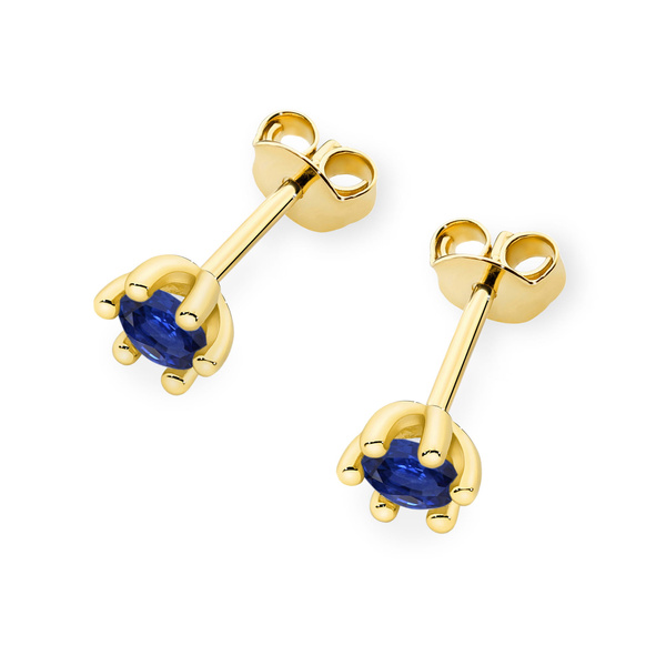Kolczyki złote T 0222 próby 0,585 z Szafir 2 x 0,15ct