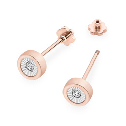 Kolczyki złote próby 0,585 k 0081 z brylantami 2x0,08ct sztyft zakręcany