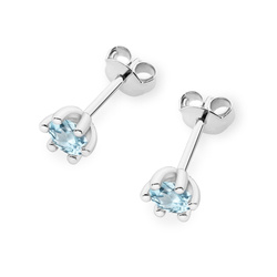 Kolczyki złote T 0222 próby 0,585 z topazami swiss 2x0,15ct