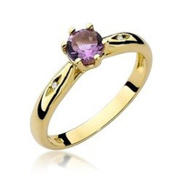 Pierścionek w żółtym złocie próby 585 model T-74 ametyst 0,50ct i brylanty 0,01