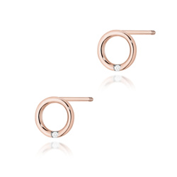 Kolczyki złote próby 0,585 k 0082 z brylantami 2x 0,05ct sztyft zakręcany