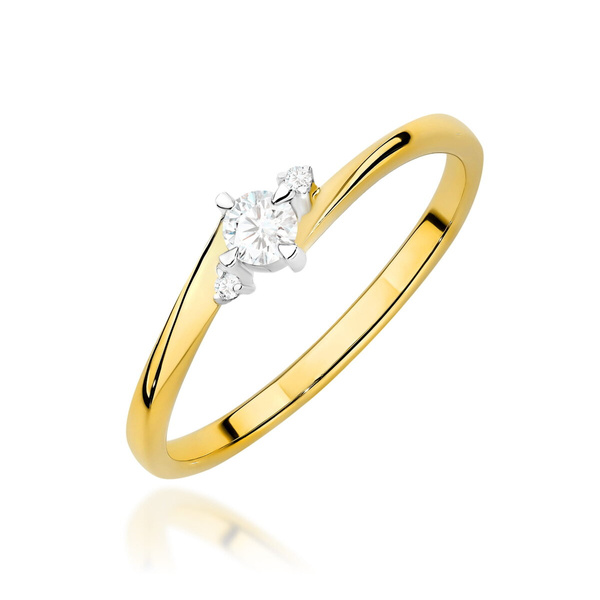 Pierścionek z żółtego złota Diament Laboratoryjny  T-0346 0,12CT
