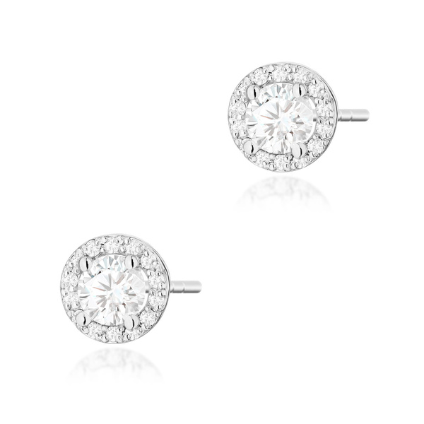 Kolczyki złote T-509 próby 0,585 z brylantami i białymi szafirami 2x0,60ct