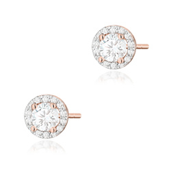 Kolczyki złote T-509 próby 0,585 z brylantami i białymi szafirami 2x0,60ct