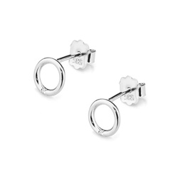 Kolczyki złote kółeczka sztyfty próby 0,585 z brylantami tk-82 0,01ct