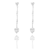 Kolczyki srebrne 925 z cyrkoniami wiszące Serca