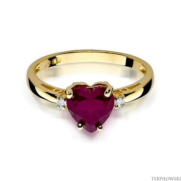 Pierścionek w żółtym złocie próby 585 model T-12 rubin 1,70ct i brylanty 