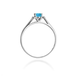 Pierścionek w białym złocie próby 585 model T-5 topaz 0,50ct i brylanty 0,05