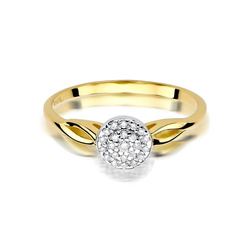 Pierścionek z żółtego złota z brylantem  T-421 0,12CT