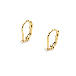 Kolczyki złote próby 0,585 z brylantami 0,06ct, 2 x 0,03ct 