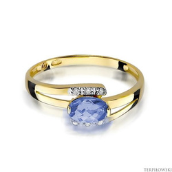 Pierścionek w żółtym złocie próby 585 model T-119 tanzanit 0,40ct i brylanty 
