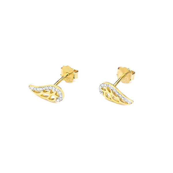 Kolczyki złote skrzydła T 043 próby 0,585 z brylantami 0.06ct T 043