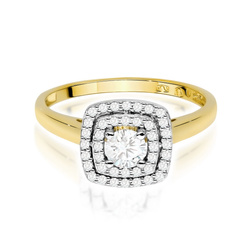 Pierścionek z żółtego złota Diament Laboratoryjny  T-0345 0,50CT
