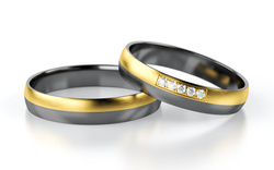 Obrączka tantalowa inkrustowana 14K złotem