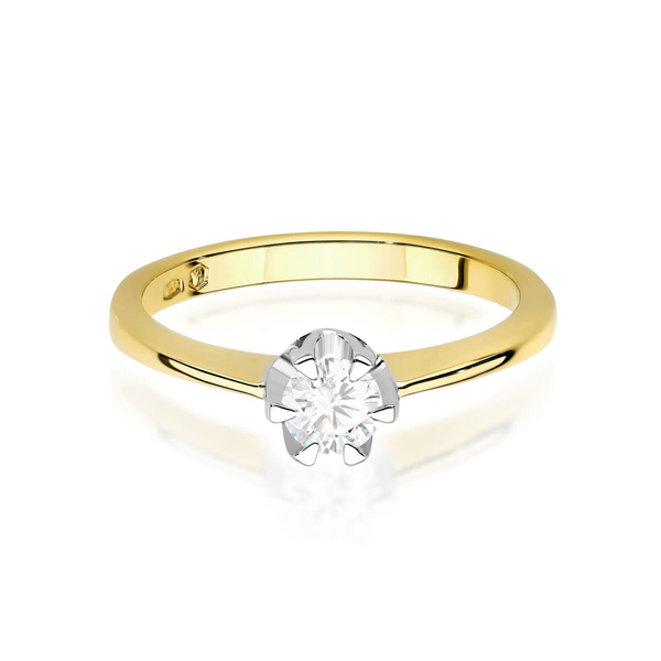 Pierścionek z żółtego złota Diament Laboratoryjny  T-0220 0,40CT