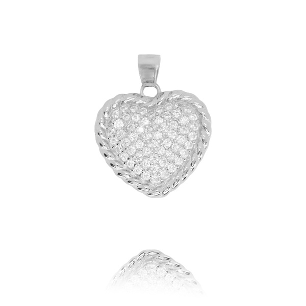 Zawieszka srebrna 925 Serce z cyrkoniami