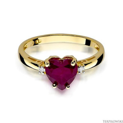 Pierścionek w żółtym złocie próby 585 model T-12 rubin 1,70ct i brylanty 