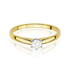 Pierścionek z żółtego złota Diament Laboratoryjny  T-0317 0,20CT