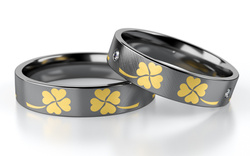 Obrączka tantalowa inkrustowana 14K złotem