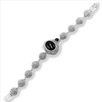 Bransoleta srebrna 925 z Markazytami i Onyksem