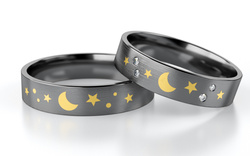 Obrączka tantalowa inkrustowana 14K złotem