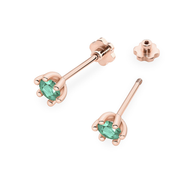 Kolczyki złote T 0222 próby 585 Szmaragd 2 x 0,30ct