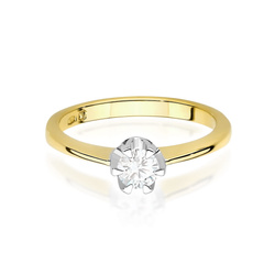 Pierścionek z żółtego złota Diament Laboratoryjny  T-0220 0,40CT