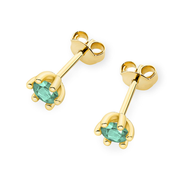 Kolczyki złote T 0222 próby 585 Szmaragd 2 x 0,15ct