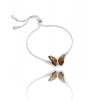 Bransoleta srebrna 925 z bursztynem Motyl